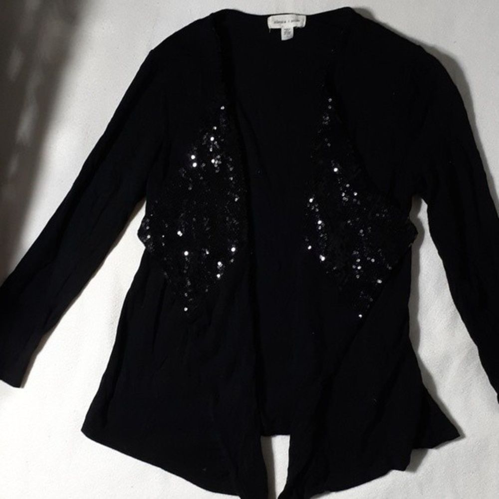 Silence and Noise open front top with sequins s knit shirt cardigan